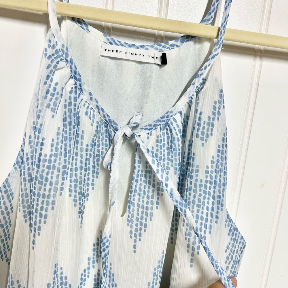 Three Eighty Two Rylan Zig Zag White Blue Dress S… - image 5